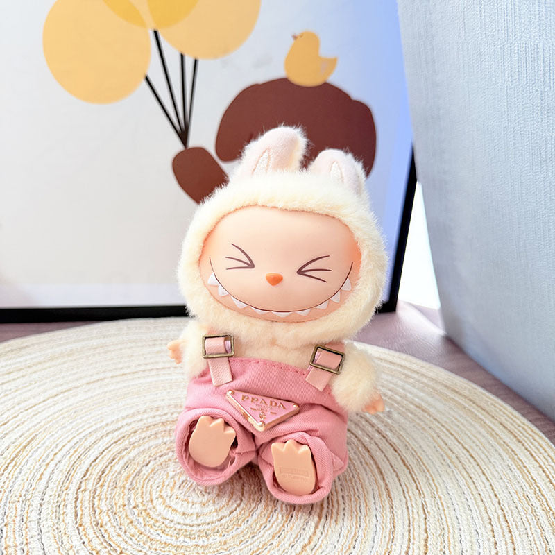 Only baby clothes] One, two and three generations of labubu labubu vinyl blind box pendant baby clothes brown pink GG suit