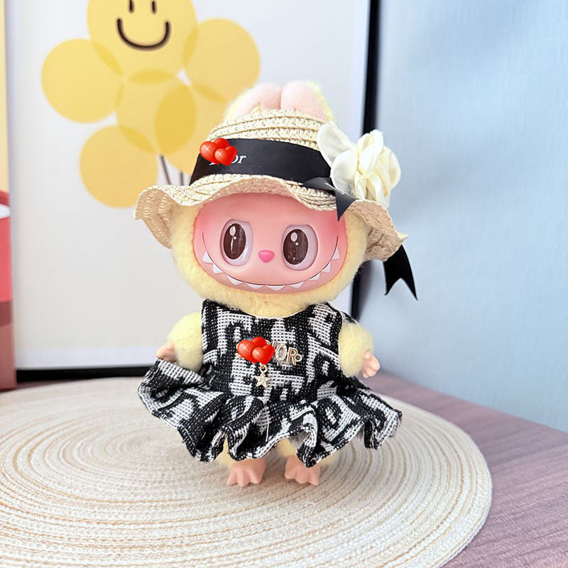 Only baby clothes] One, two and three generations of labubu labubu vinyl blind box pendant baby clothes brown pink GG suit