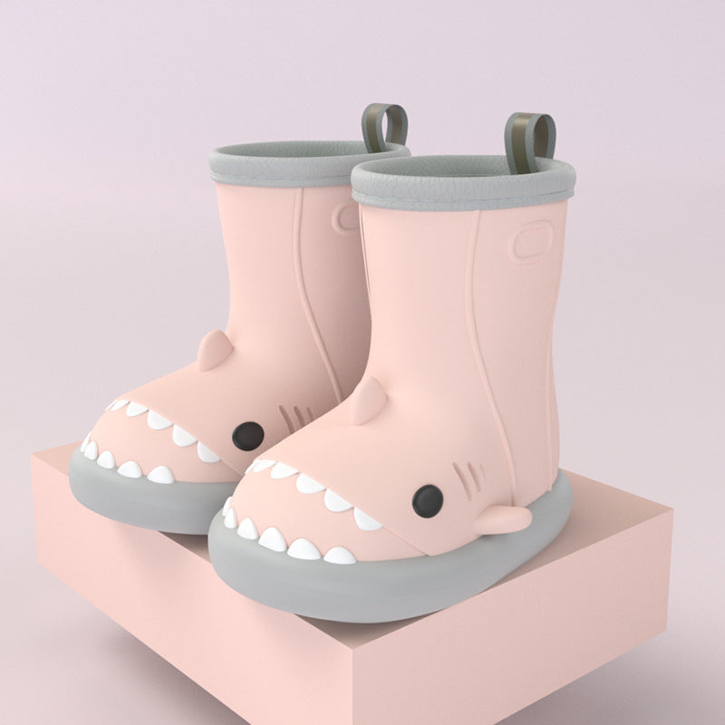 Cartoon shark children's rain boots girls baby non-slip rain boots children's cute water shoes waterproof children's rubber shoes