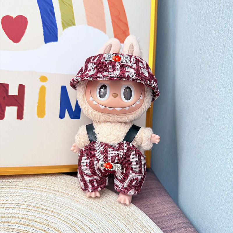 Only baby clothes] One, two and three generations of labubu labubu vinyl blind box pendant baby clothes brown pink GG suit