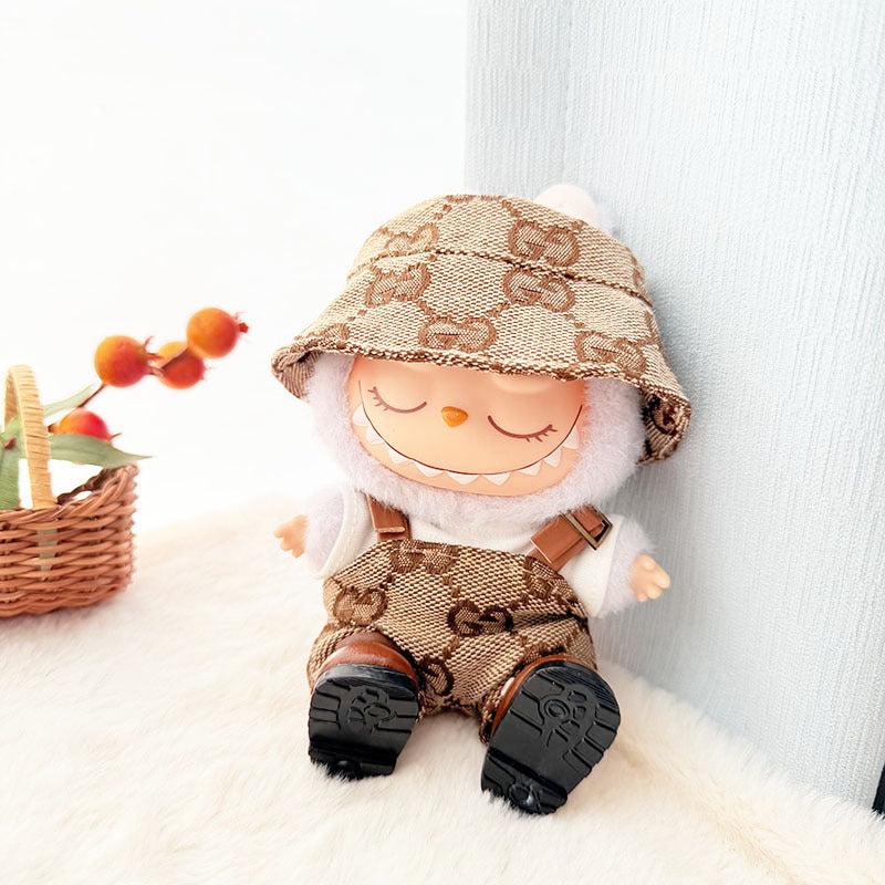 Only baby clothes] One, two and three generations of labubu labubu vinyl blind box pendant baby clothes brown pink GG suit