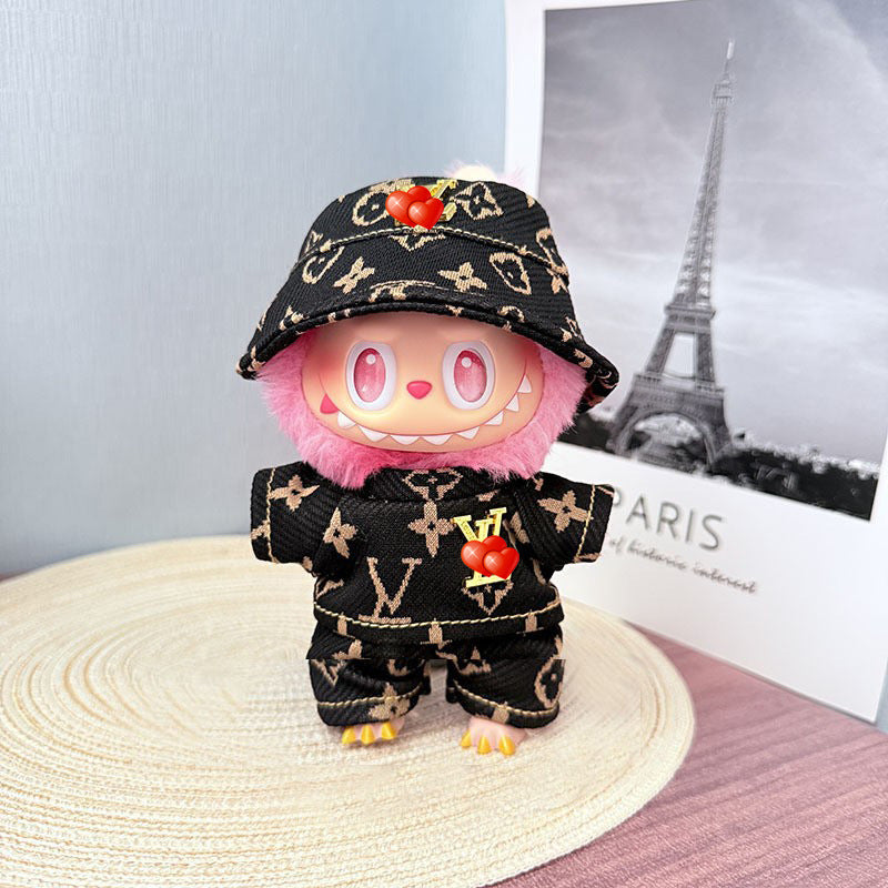 Only baby clothes] One, two and three generations of labubu labubu vinyl blind box pendant baby clothes brown pink GG suit