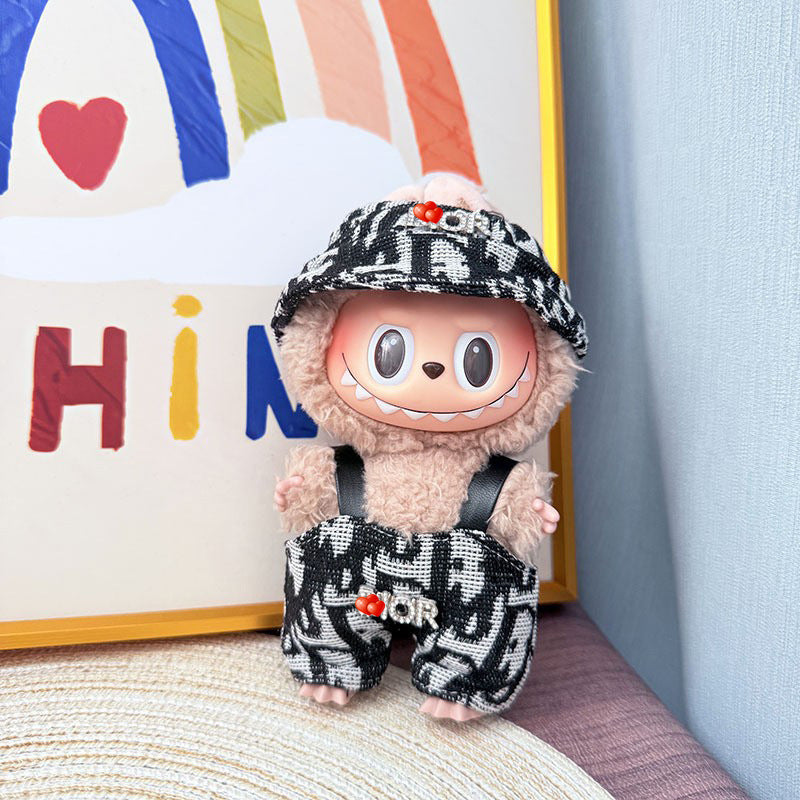 Only baby clothes] One, two and three generations of labubu labubu vinyl blind box pendant baby clothes brown pink GG suit