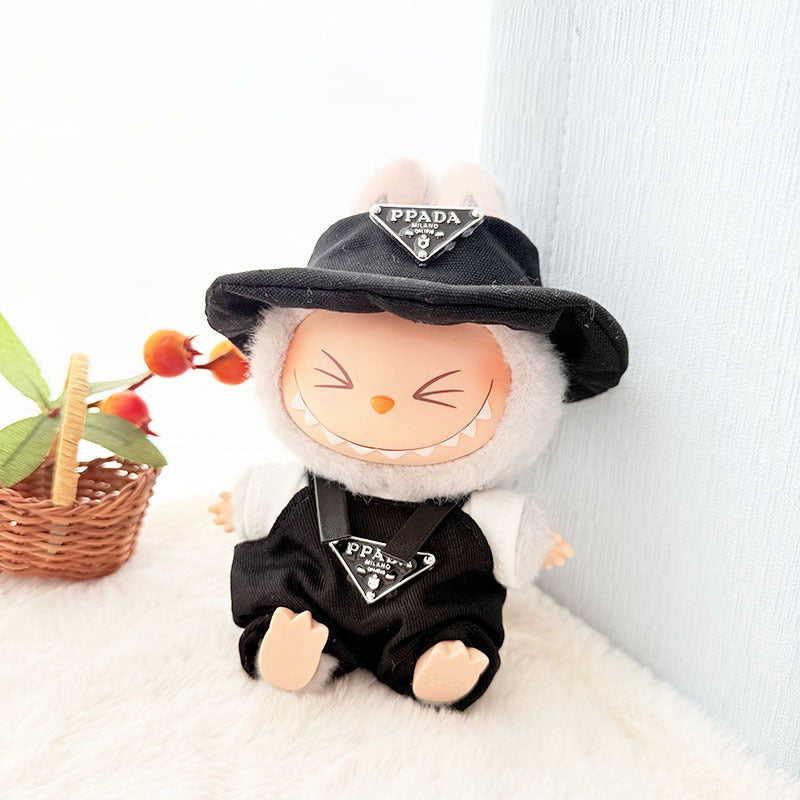 Only baby clothes] One, two and three generations of labubu labubu vinyl blind box pendant baby clothes brown pink GG suit