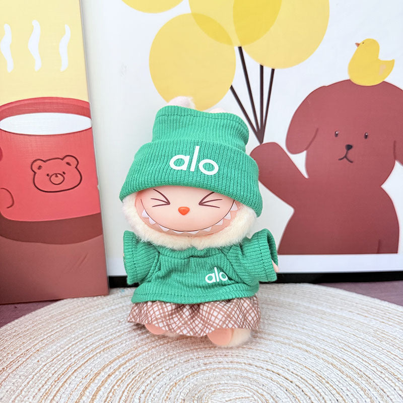 Only baby clothes] One, two and three generations of labubu labubu vinyl blind box pendant baby clothes brown pink GG suit