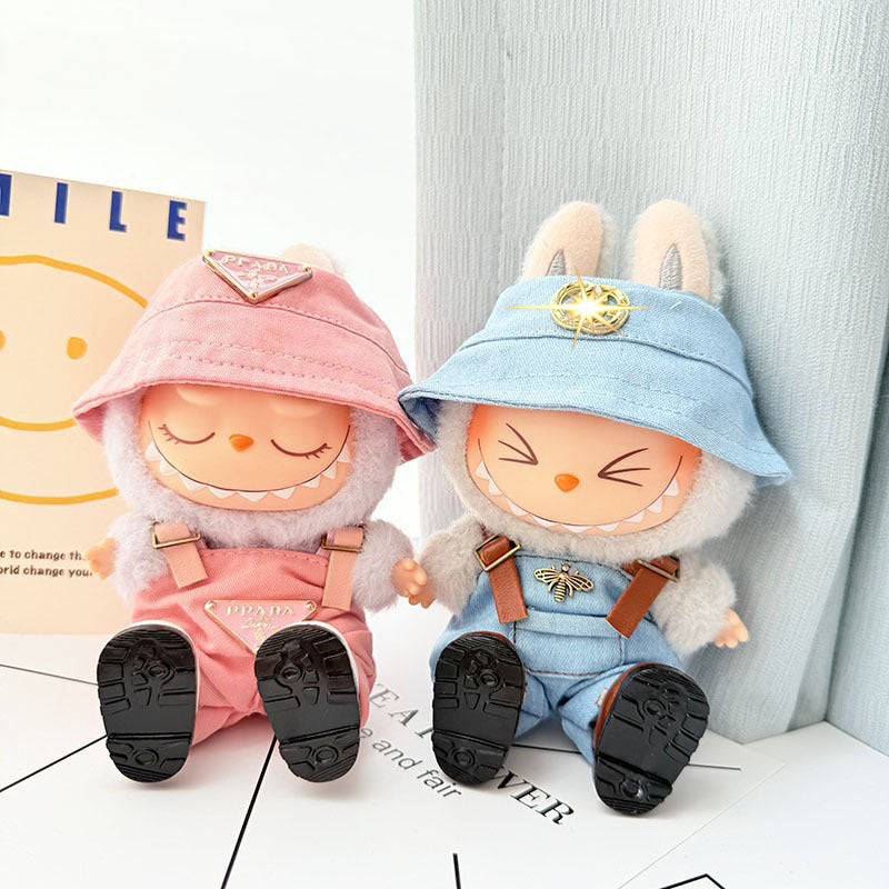 Only baby clothes] One, two and three generations of labubu labubu vinyl blind box pendant baby clothes brown pink GG suit