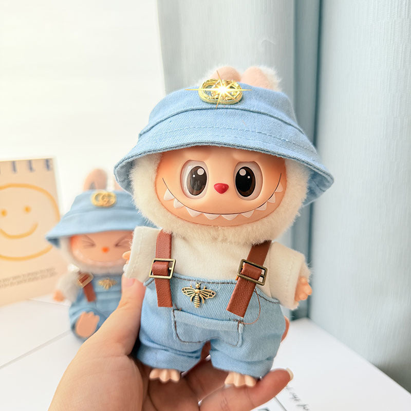 Only baby clothes] One, two and three generations of labubu labubu vinyl blind box pendant baby clothes brown pink GG suit