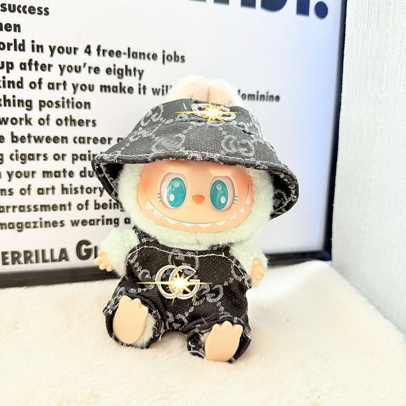 Only baby clothes] One, two and three generations of labubu labubu vinyl blind box pendant baby clothes brown pink GG suit
