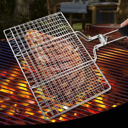 304 stainless steel folding grill net disassembly portable bbq grill net clip grilled fish net vegetable rack grilling tools