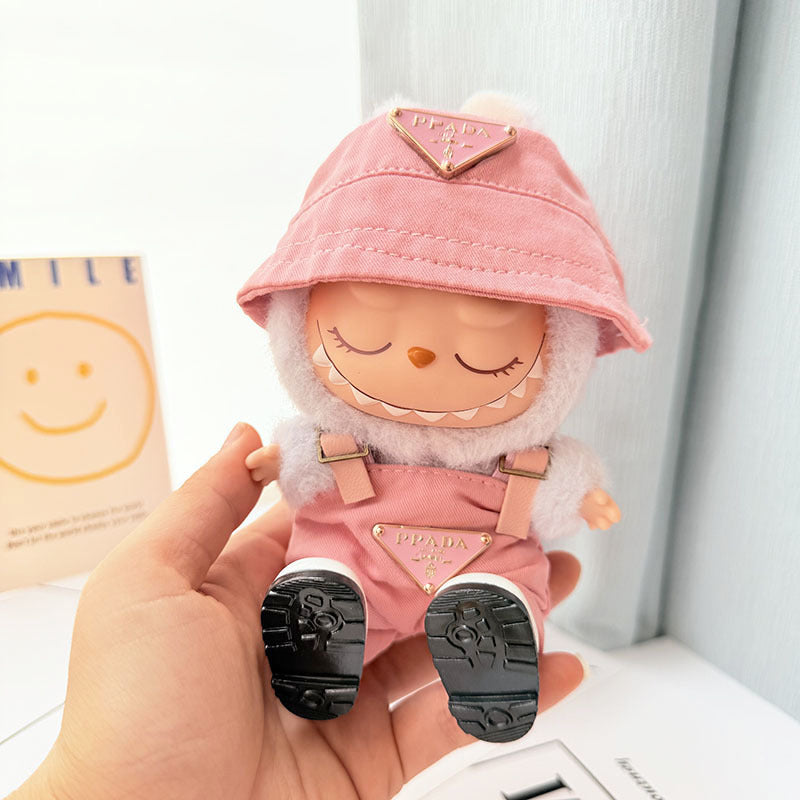 Only baby clothes] One, two and three generations of labubu labubu vinyl blind box pendant baby clothes brown pink GG suit