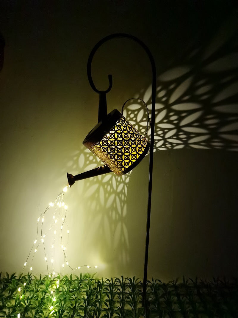 Amazon solar hollow shower kettle lamp outdoor shower kettle running water lamp wrought iron solar shower lamp