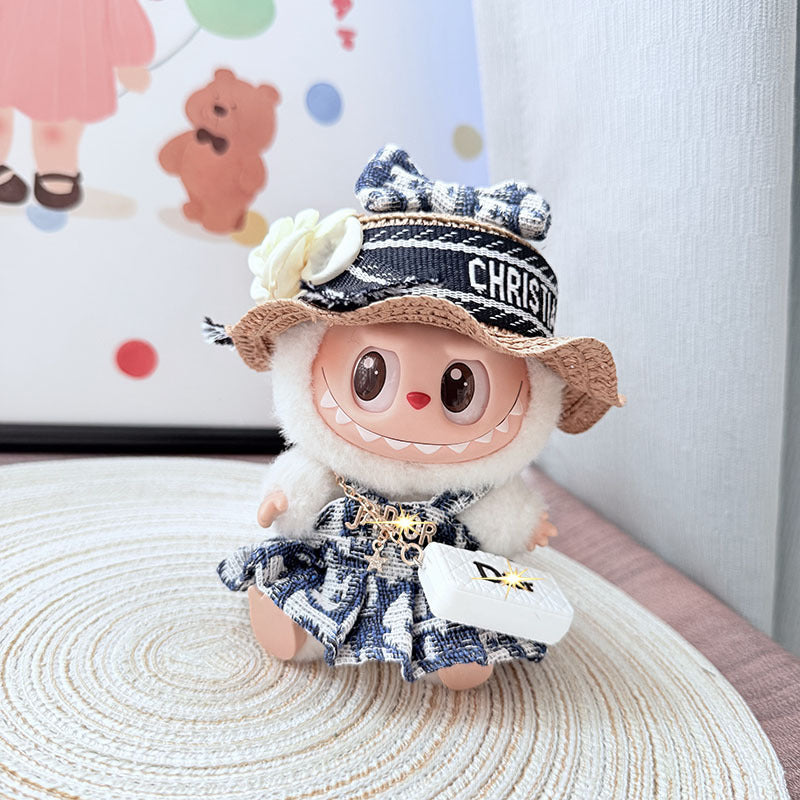 Only baby clothes] One, two and three generations of labubu labubu vinyl blind box pendant baby clothes brown pink GG suit