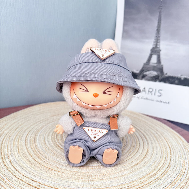 Only baby clothes] One, two and three generations of labubu labubu vinyl blind box pendant baby clothes brown pink GG suit