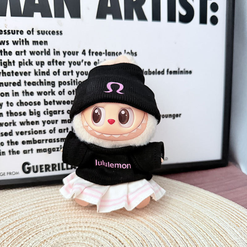 Only baby clothes] One, two and three generations of labubu labubu vinyl blind box pendant baby clothes brown pink GG suit