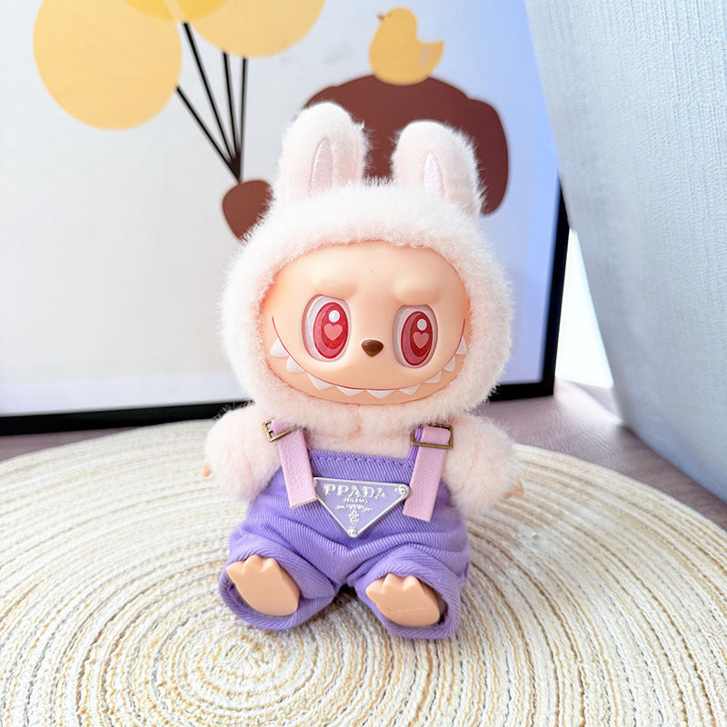 Only baby clothes] One, two and three generations of labubu labubu vinyl blind box pendant baby clothes brown pink GG suit