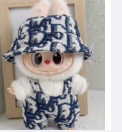 Only baby clothes] One, two and three generations of labubu labubu vinyl blind box pendant baby clothes brown pink GG suit