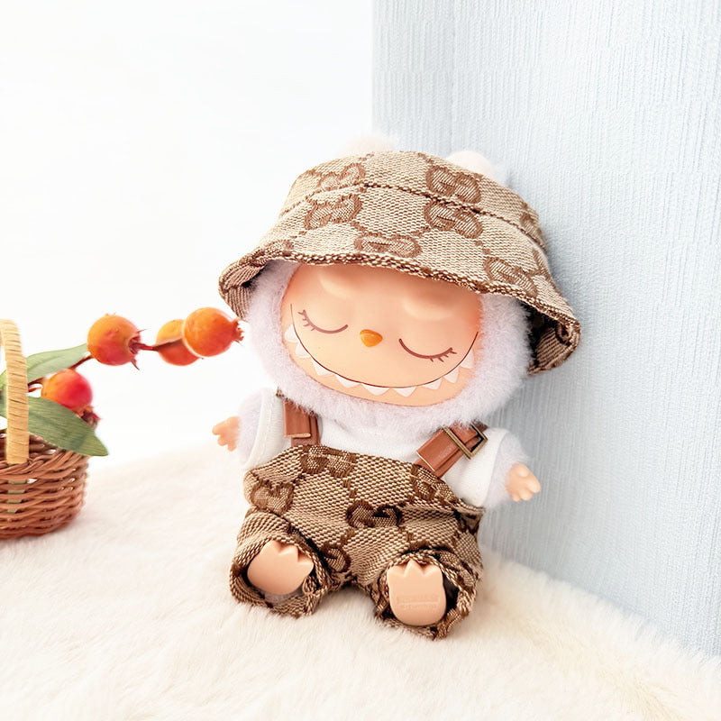Only baby clothes] One, two and three generations of labubu labubu vinyl blind box pendant baby clothes brown pink GG suit