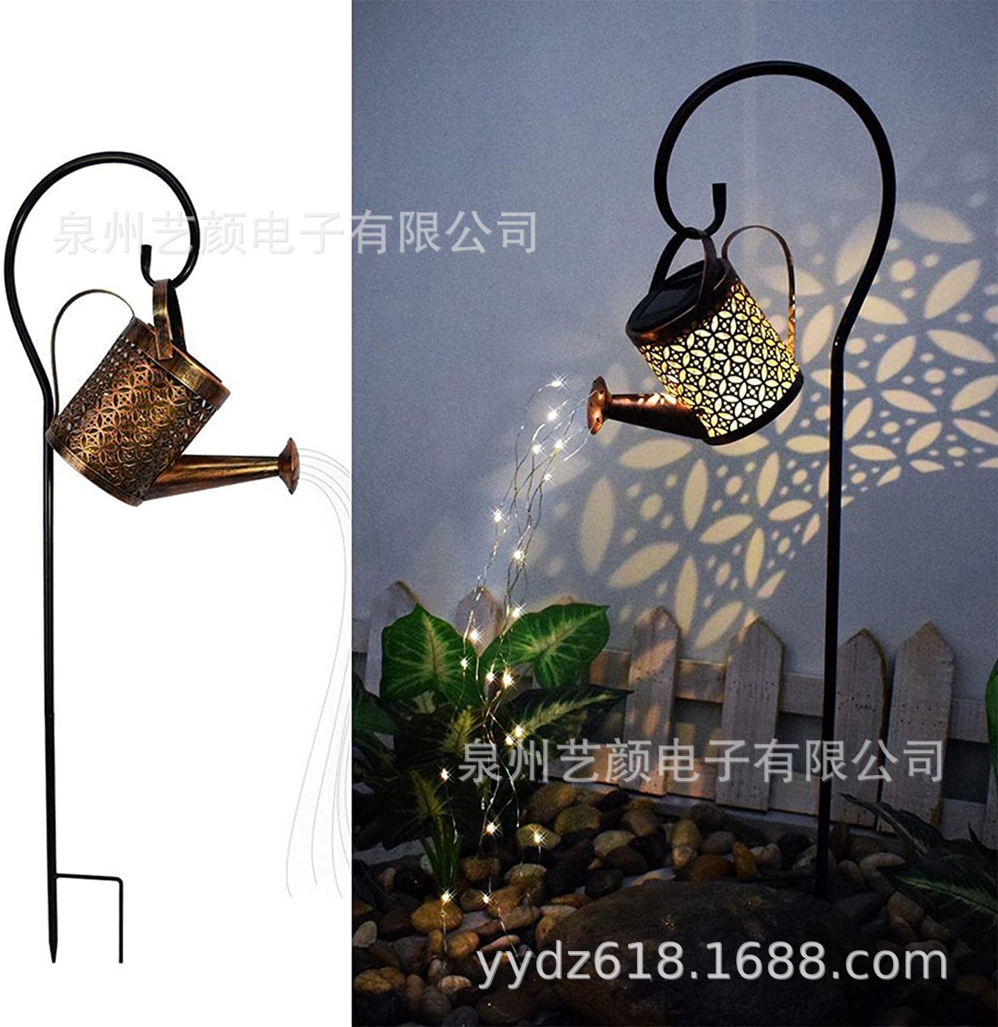 Amazon solar hollow shower kettle lamp outdoor shower kettle running water lamp wrought iron solar shower lamp