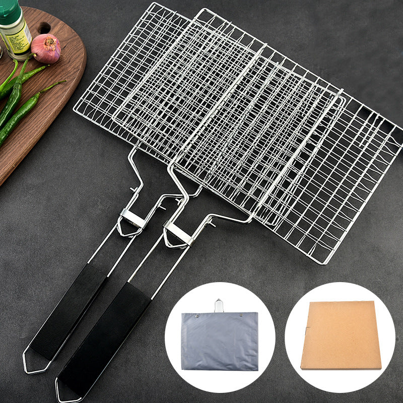 304 stainless steel folding grill net disassembly portable bbq grill net clip grilled fish net vegetable rack grilling tools