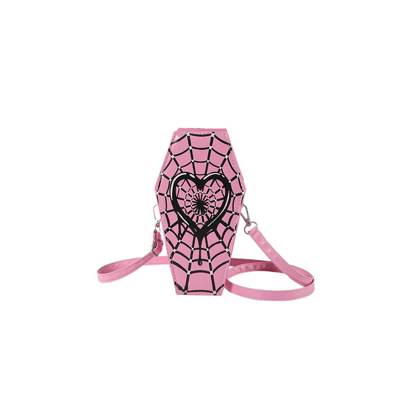 Cross-border 2024 new Halloween cross PU coffin bag European and American fashion personality funny shoulder messenger bag