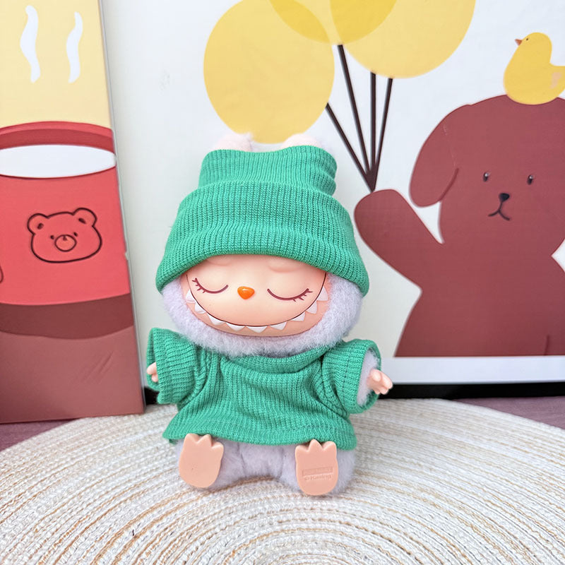 Only baby clothes] One, two and three generations of labubu labubu vinyl blind box pendant baby clothes brown pink GG suit