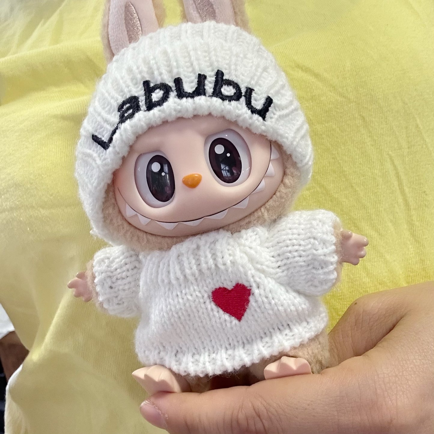 17cm Labubu doll clothes set labubu sitting party series love sweater hat clothes