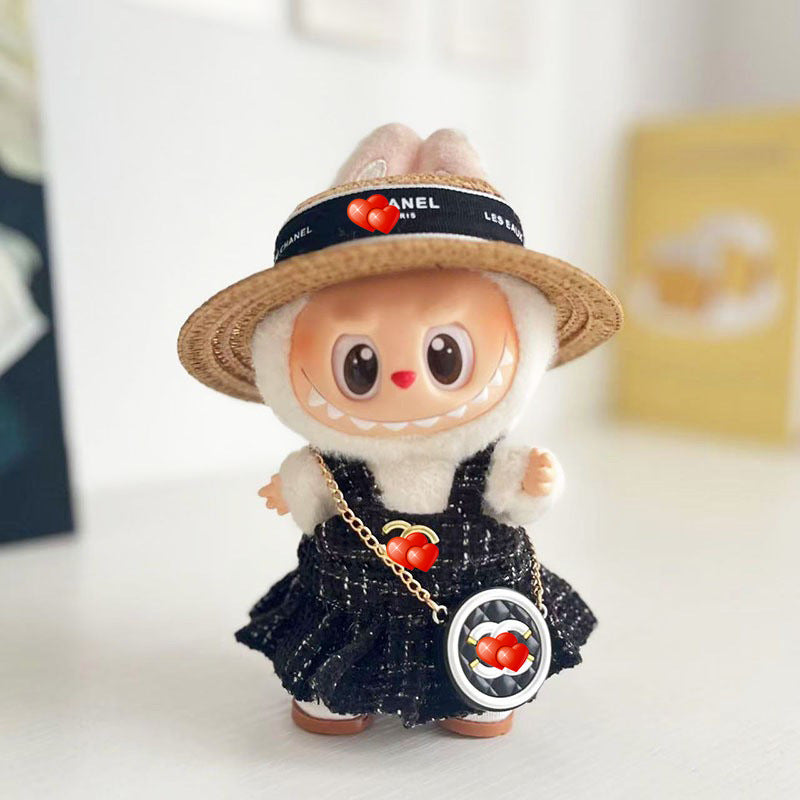 Only baby clothes] One, two and three generations of labubu labubu vinyl blind box pendant baby clothes brown pink GG suit
