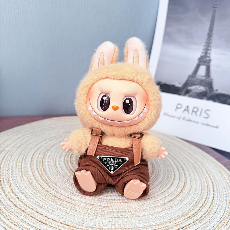 Only baby clothes] One, two and three generations of labubu labubu vinyl blind box pendant baby clothes brown pink GG suit