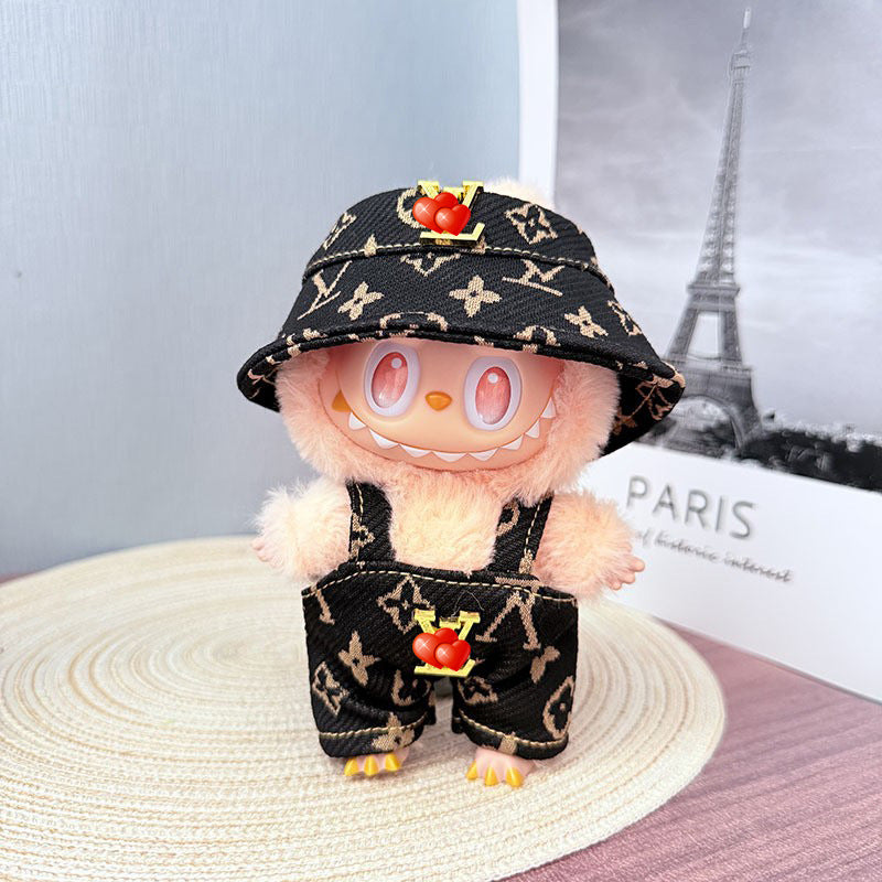 Only baby clothes] One, two and three generations of labubu labubu vinyl blind box pendant baby clothes brown pink GG suit